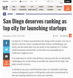 UTSD April 2014 Oped SD startups