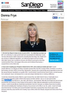 San Diego Magazine DONNA FRYE People to Watch in 2014